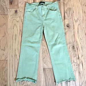 Liverpool Green Cropped Jeans w/ Distressed Hem, size 30 / 10